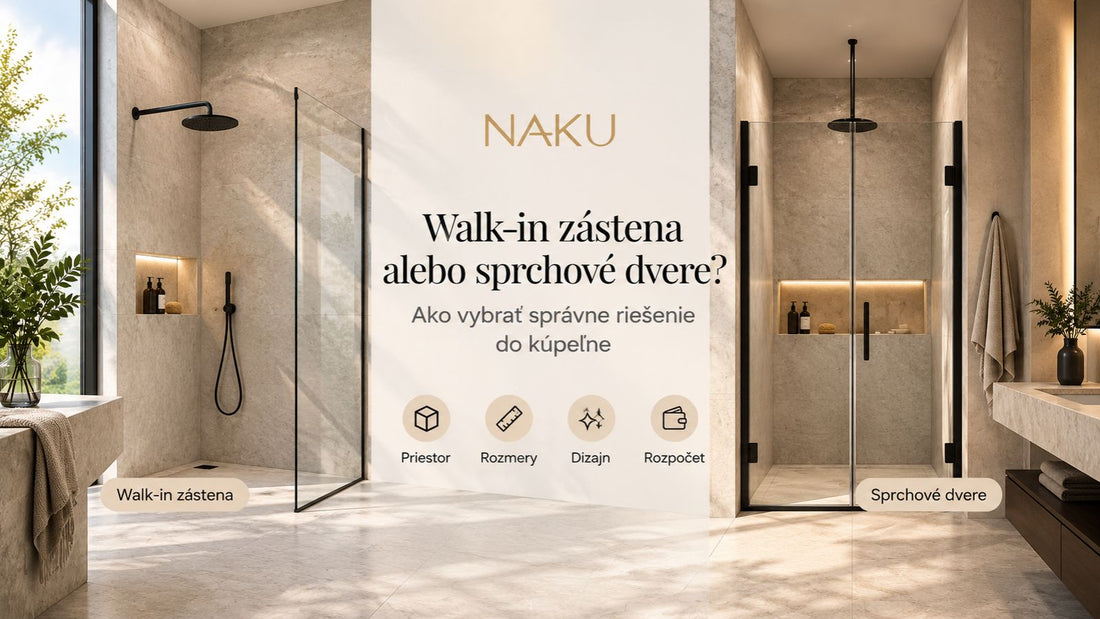 Walk-in sprchová zástena a sprchové dvere do niky NAKU v modernej kúpeľni