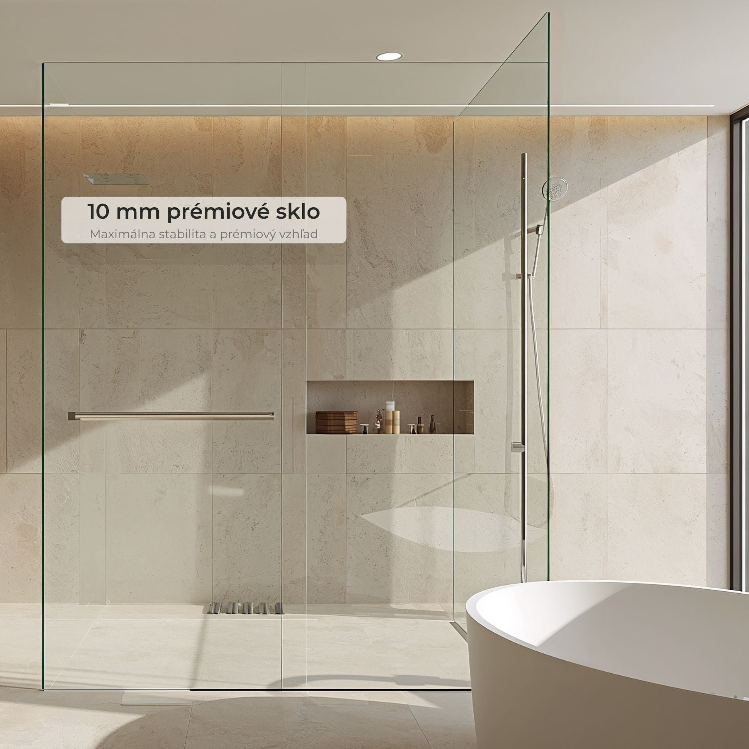 Walk-in sprchová zástena 10 mm prémiové sklo luxusná moderná kúpeľňa
