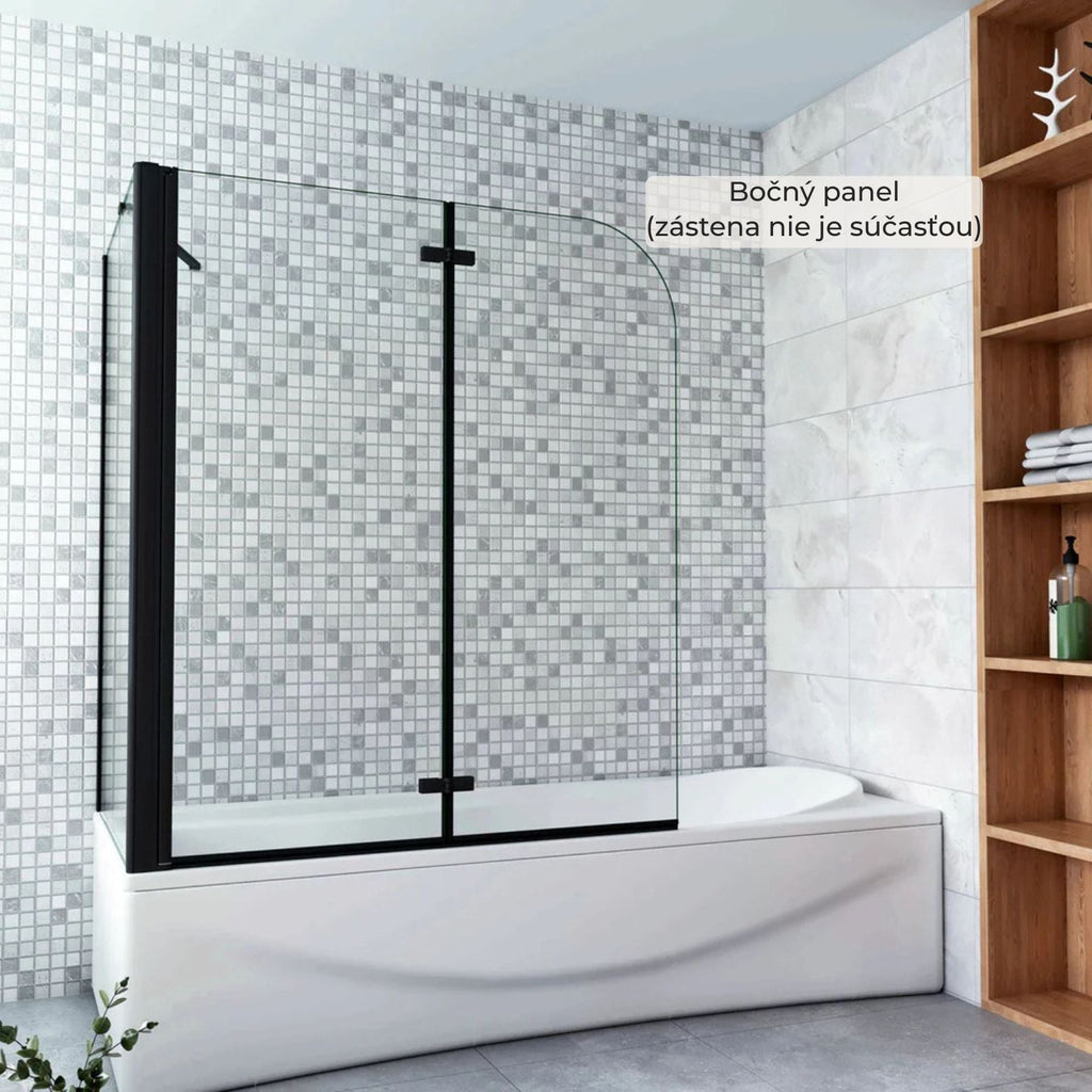 Bočný panel k vaňovej zástene čierny 70–80 cm – ESG sklo s nano úpravou