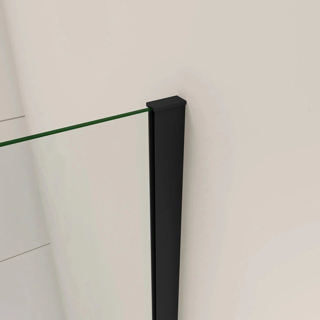 Detail čierneho profilu pevnej vaňovej zásteny 6 mm ESG sklo
