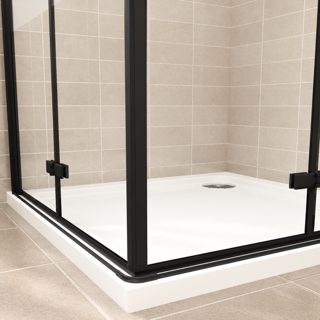 NAKU FOLD DUO Black Privacy – čierny sprchový kút s dvojicou zatvorených skladacích dverí, výška 195 cm - privacy sklo