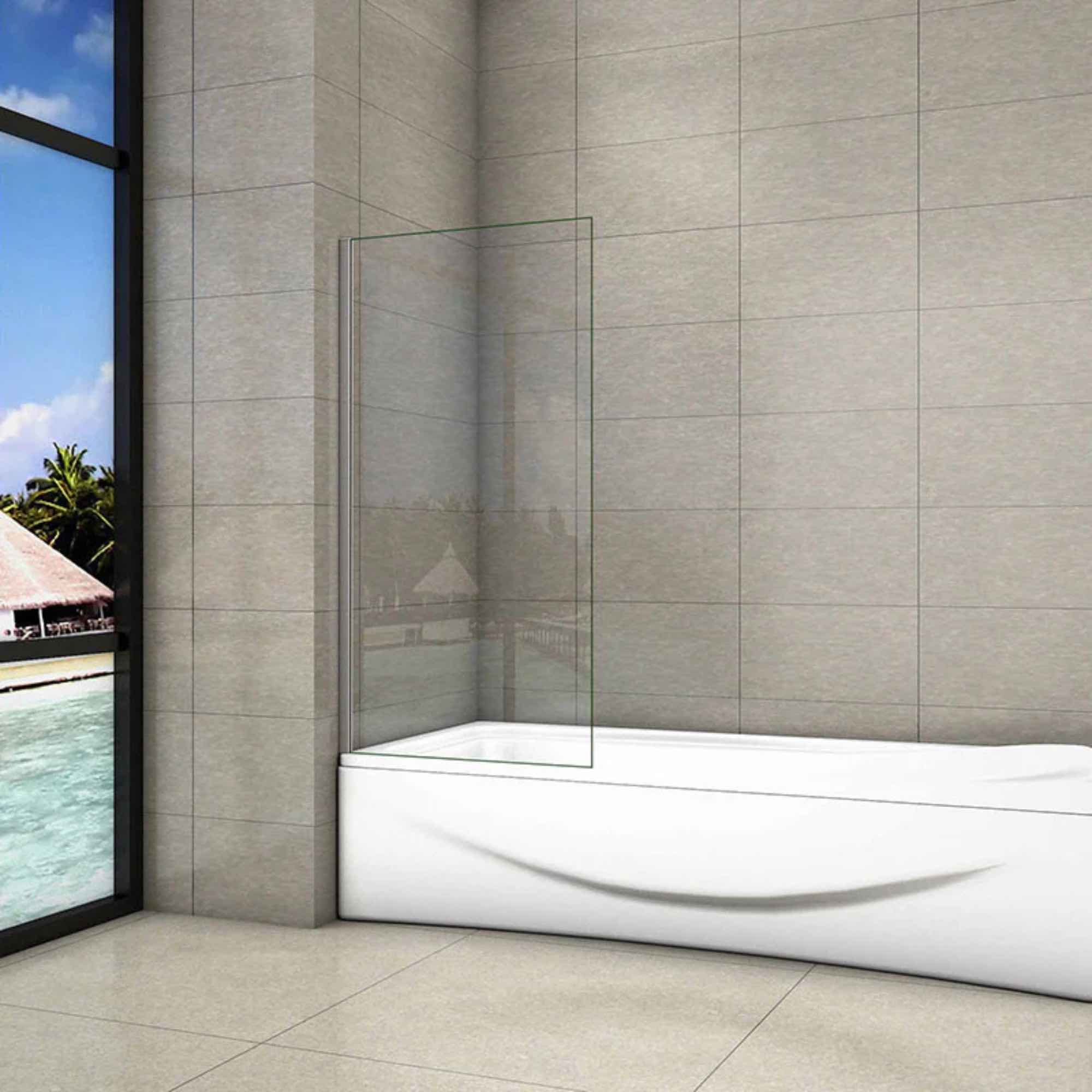 Pevná vaňová zástena z číreho skla s nano úpravou v modernej kúpeľni