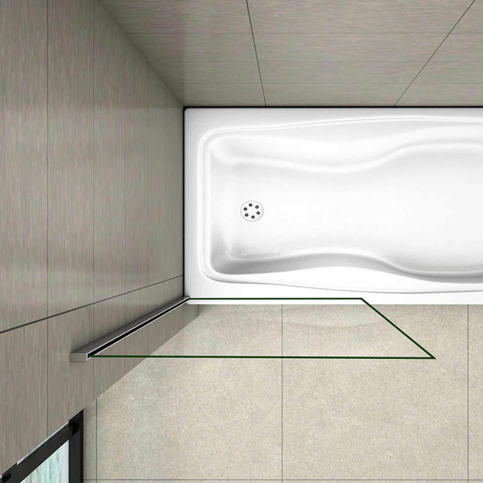 Pevná vaňová zástena pohľad zhora – umiestnenie na vani