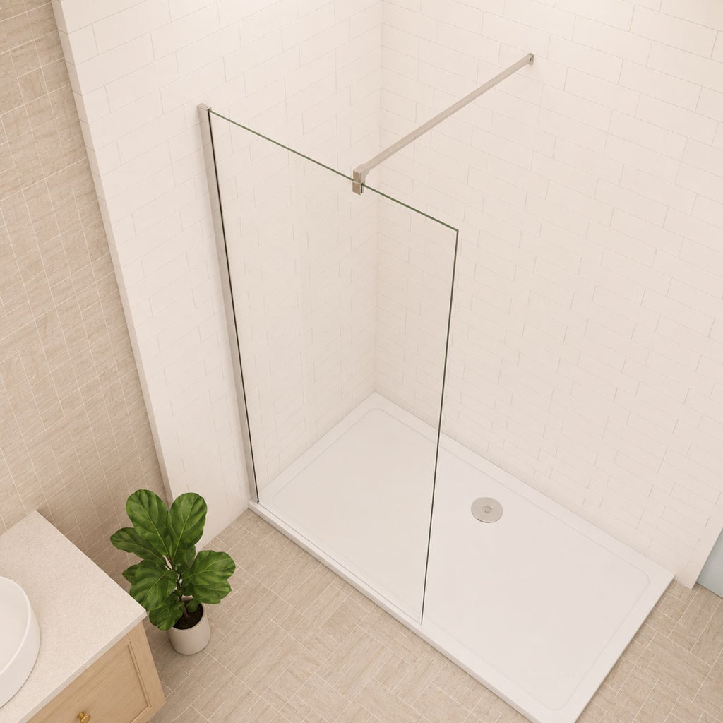 Walk-in sprchová zástena s pevnou hranatou vzperou 90–140 cm - pohľad zboku