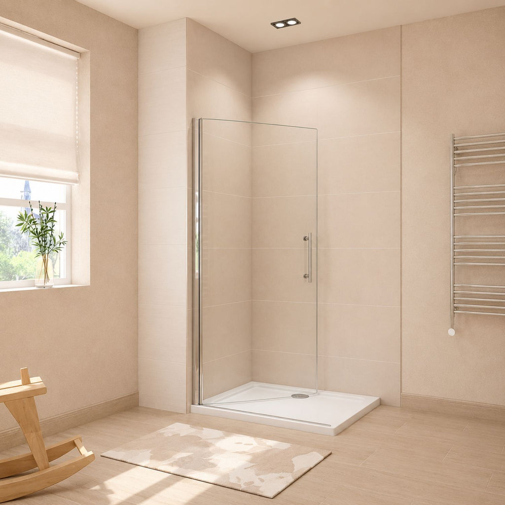 Walk-in sprchová zástena 6 mm chróm – otočné dvere otvorené dnu