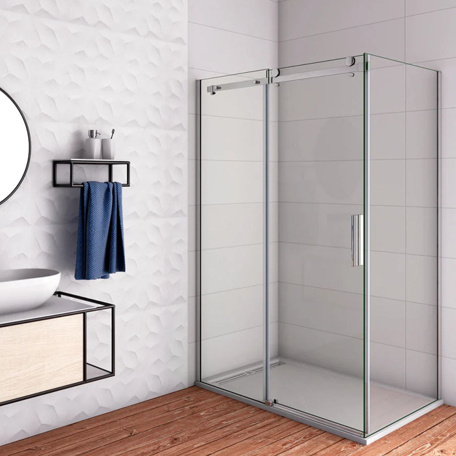 Sprchový kút obdĺžnikový s posuvnými dverami 8 mm číre sklo chróm 195 cm – prémiový moderný dizajn