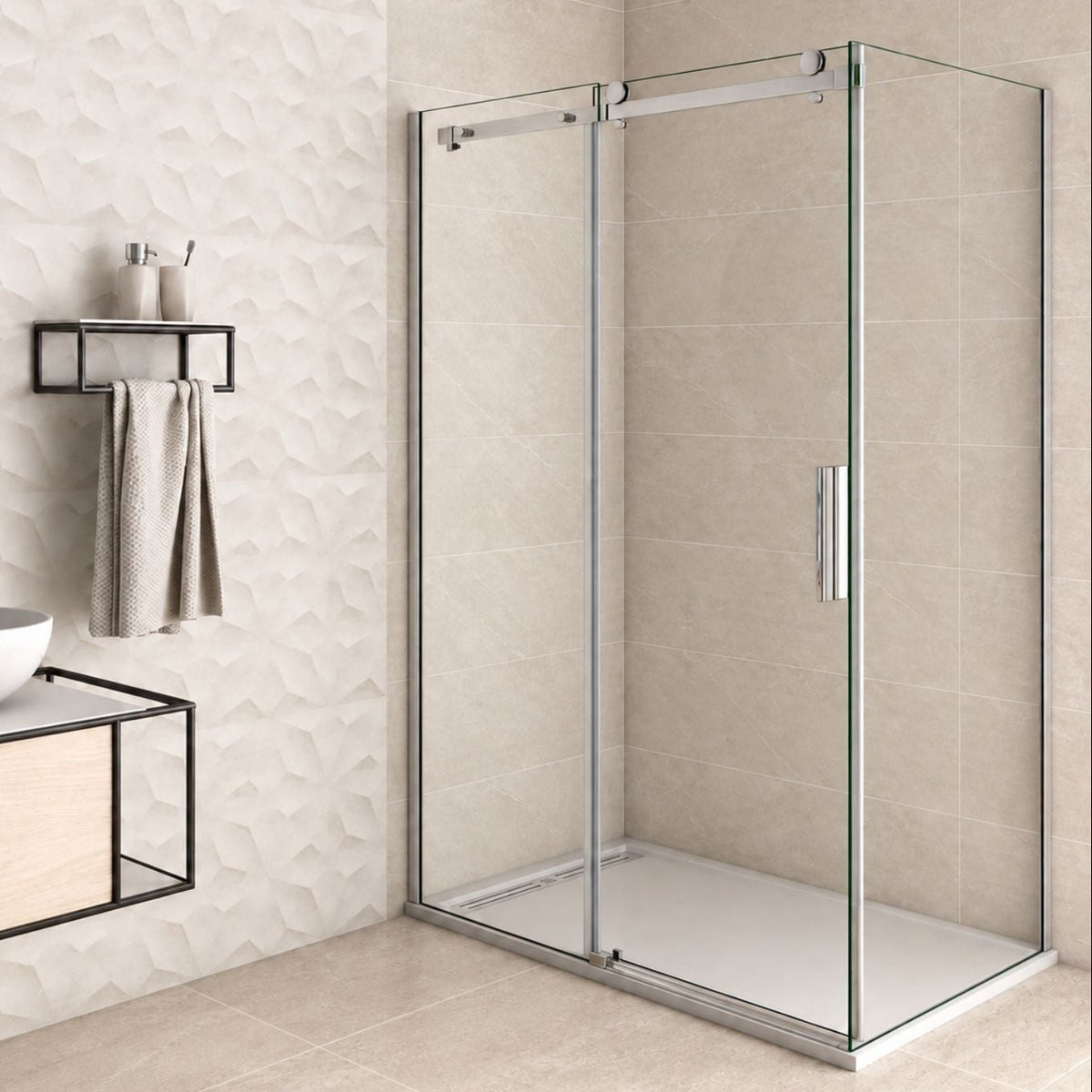 Sprchový kút obdĺžnikový s posuvnými dverami 8 mm číre sklo chróm 195 cm – prémiový moderný dizajn