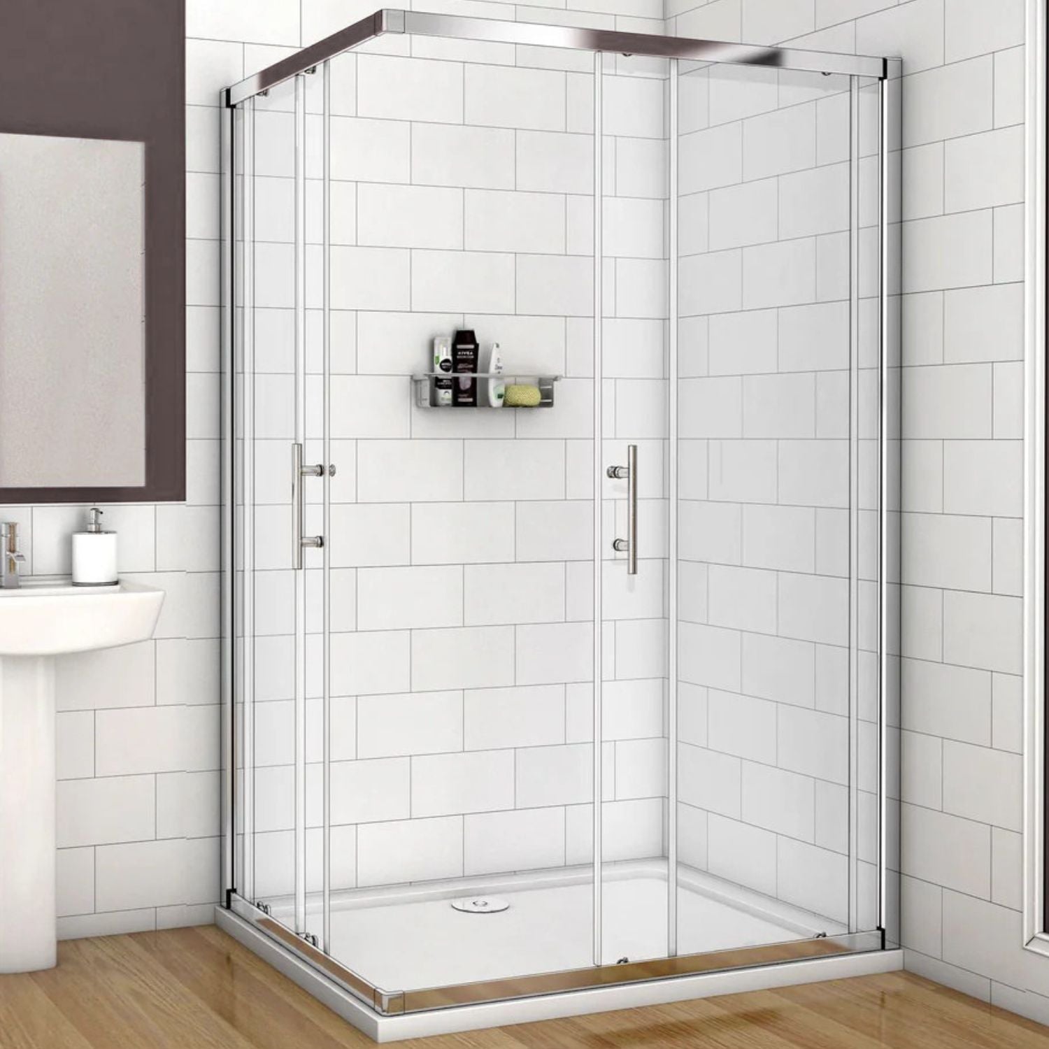 Moderný sprchový kút s posuvnými dverami v chrómovom prevedení, výška 195 cm | NAKU