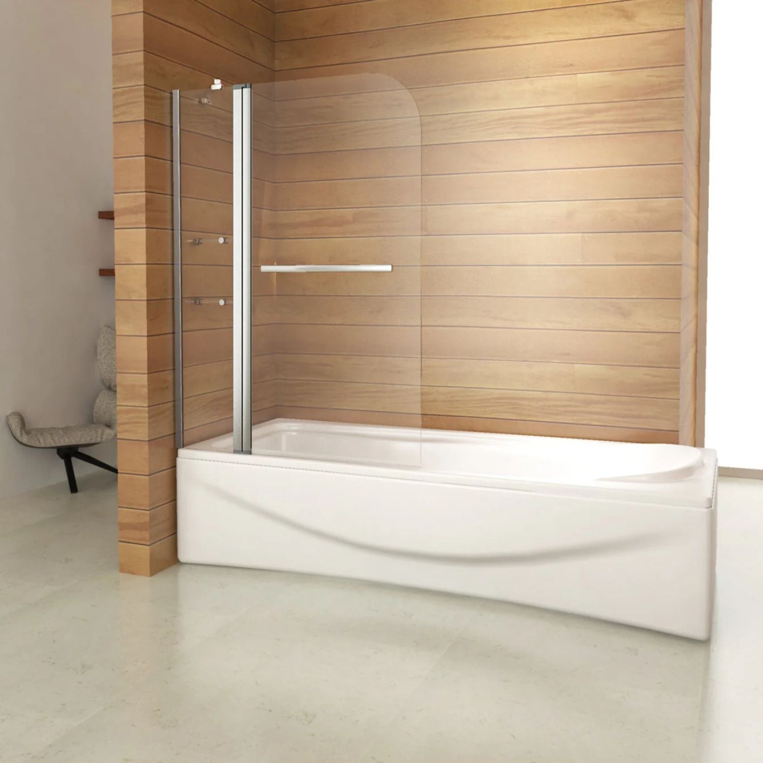 Vaňová zástena 2-dielna 120x140 so stabilizačnou vzperou 45 cm chróm použitie