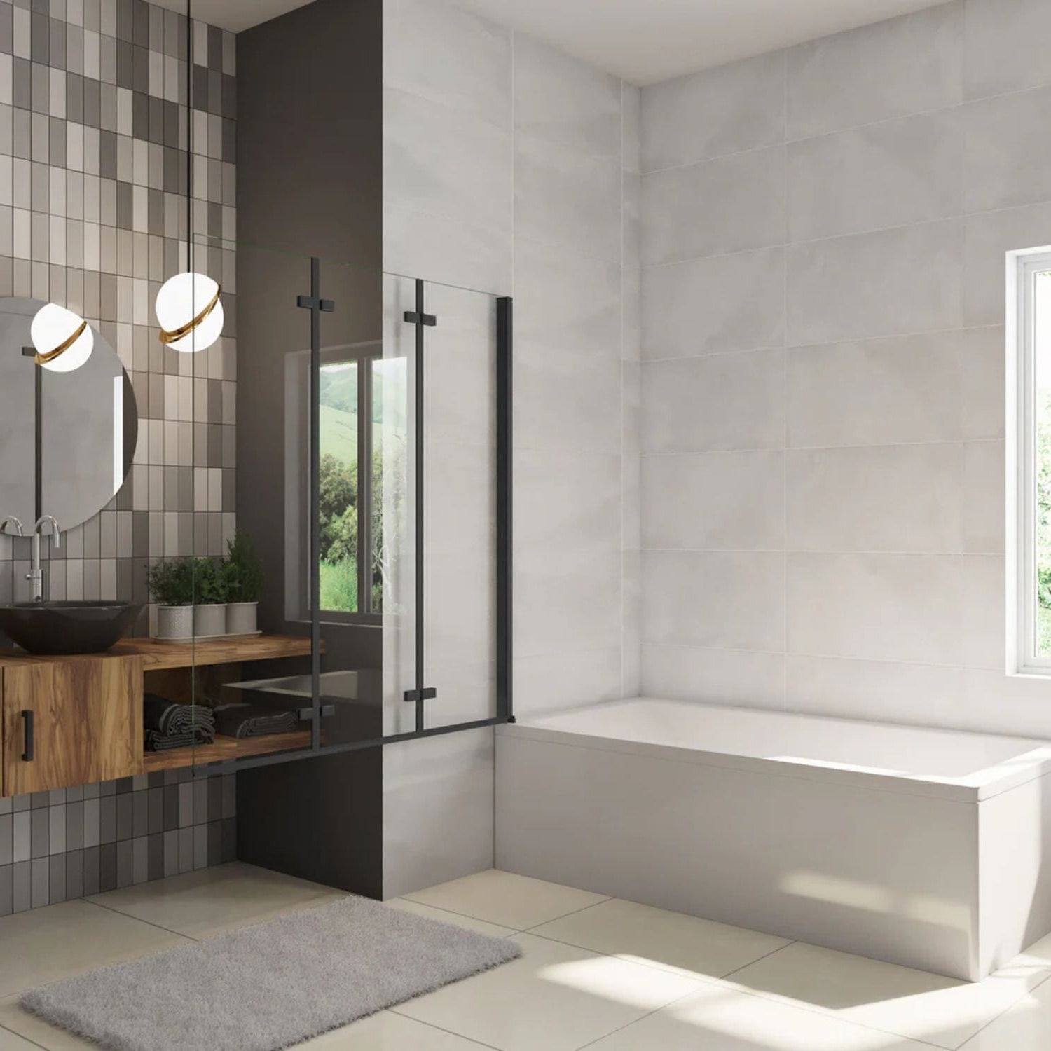 3-dielna vaňová zástena otvorená – otočné panely