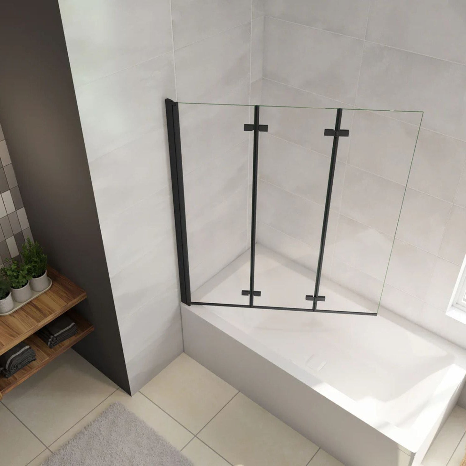 3-dielna vaňová zástena pohľad zhora – rozloženie panelov