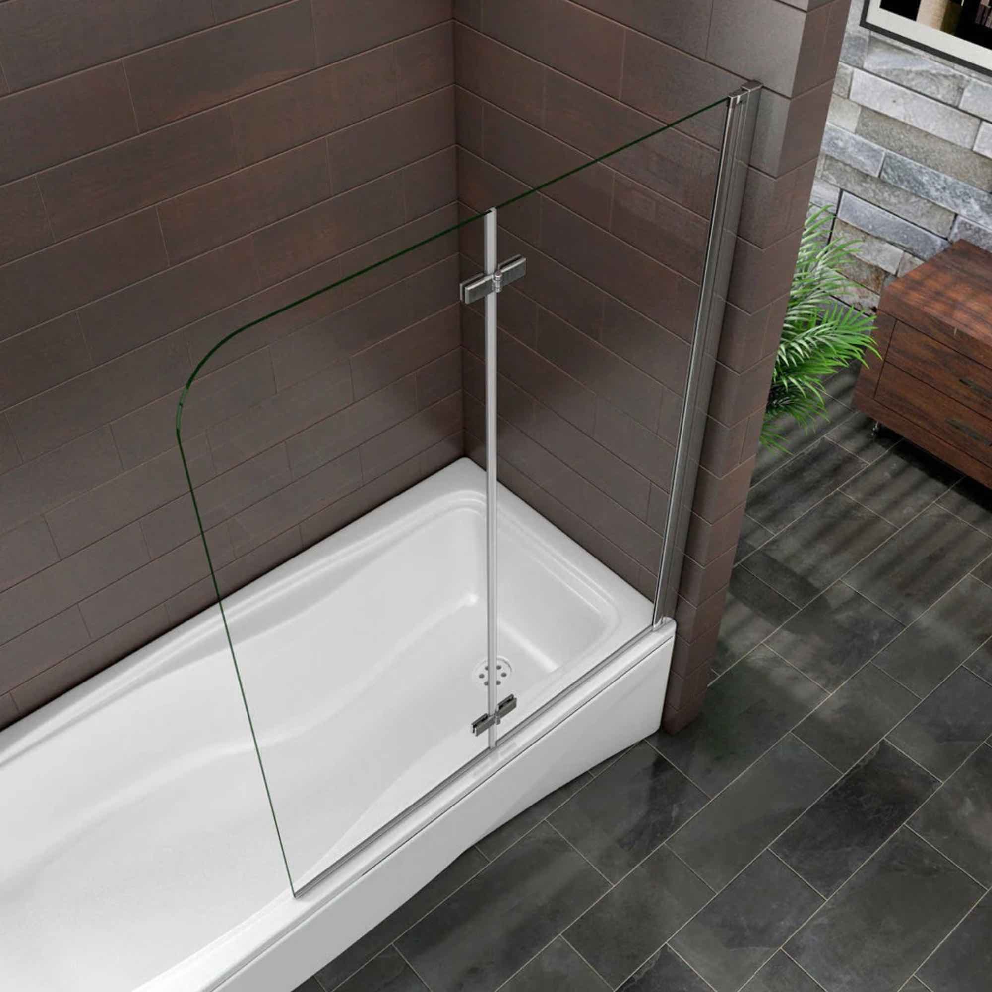 Detail uchytenia skladacej vaňovej zásteny a číreho ESG skla