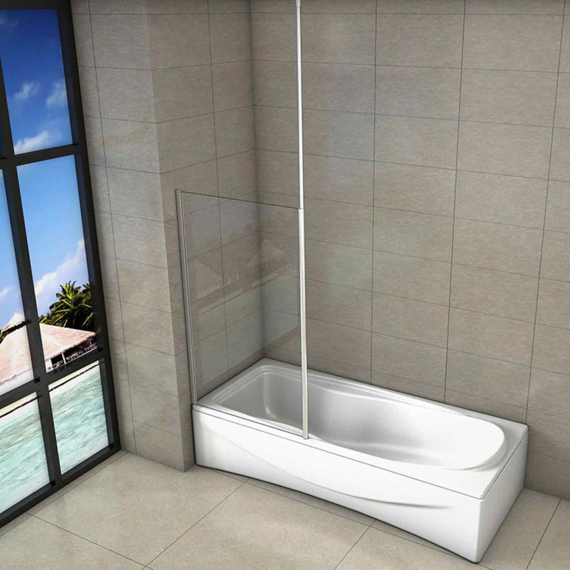 Pevná vaňová zástena so stropnou tyčou – pohľad zboku