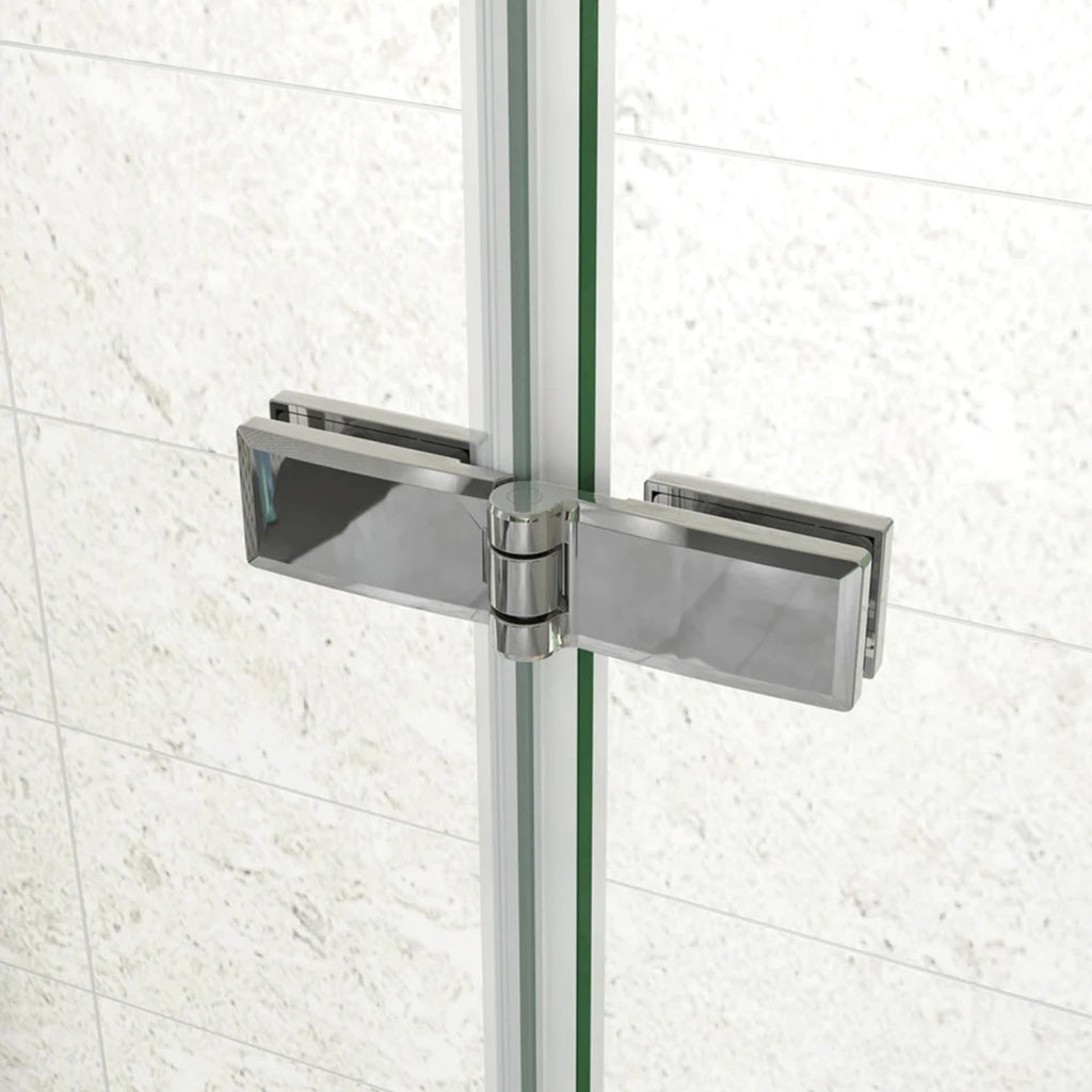 Detail pántov walk-in sprchovej zásteny 6 mm chróm otočné dvere NAKU
