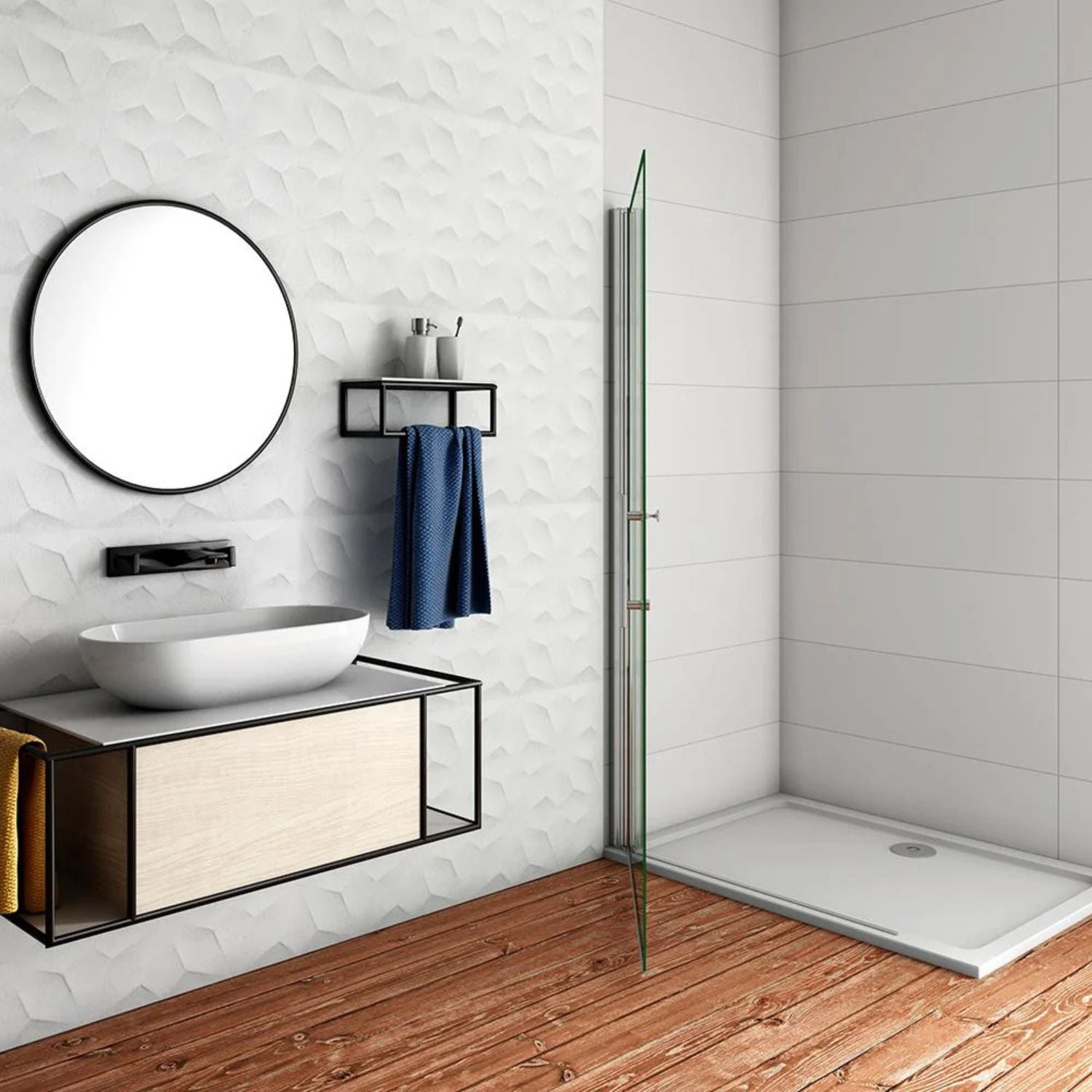 Walk-in sprchová zástena 6 mm chróm číre sklo – detail otvárania