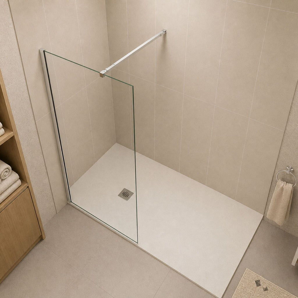 Walk-in sprchová zástena chrómový profil moderná kúpeľňa