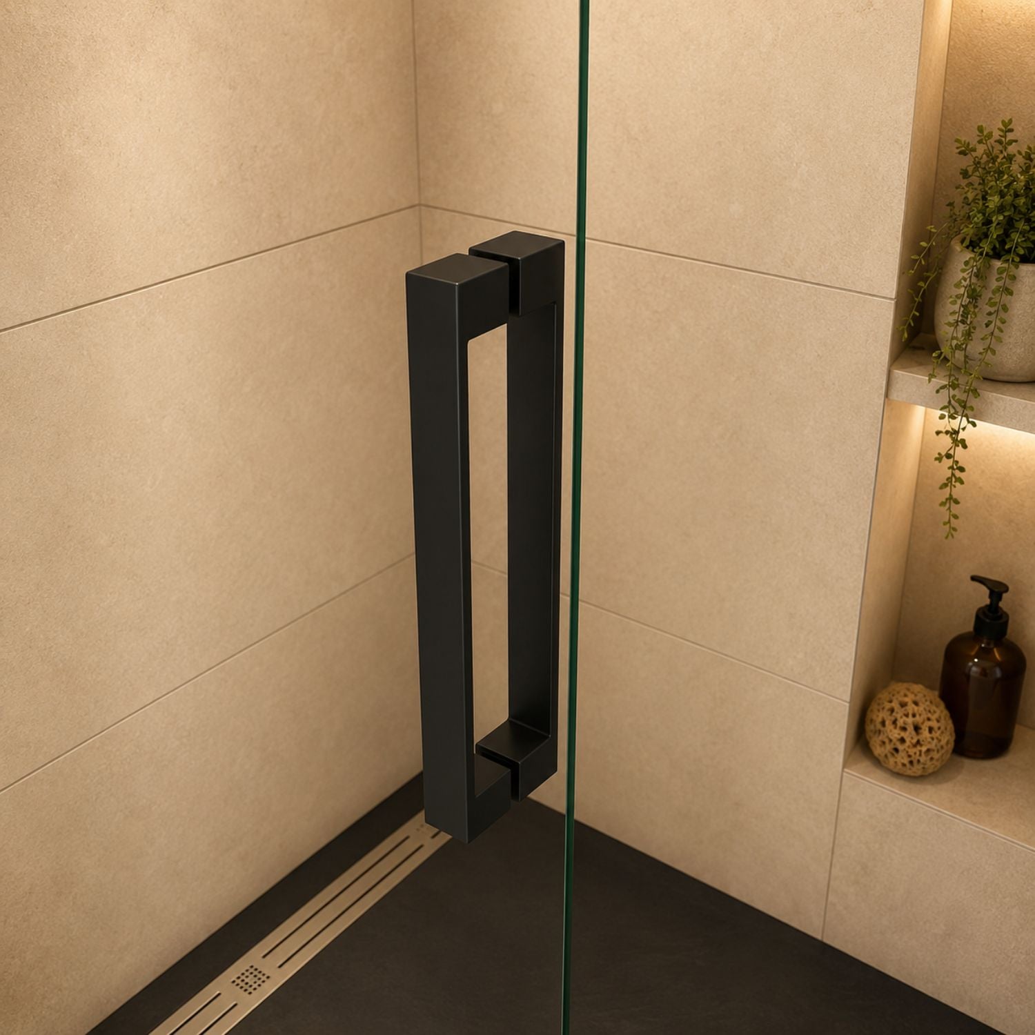 Detail madla walk-in sprchovej zásteny čierne prevedenie