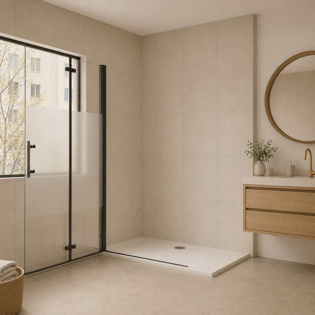 Walk-in sprchové dvere 6 mm čierne – otvorené do priestoru